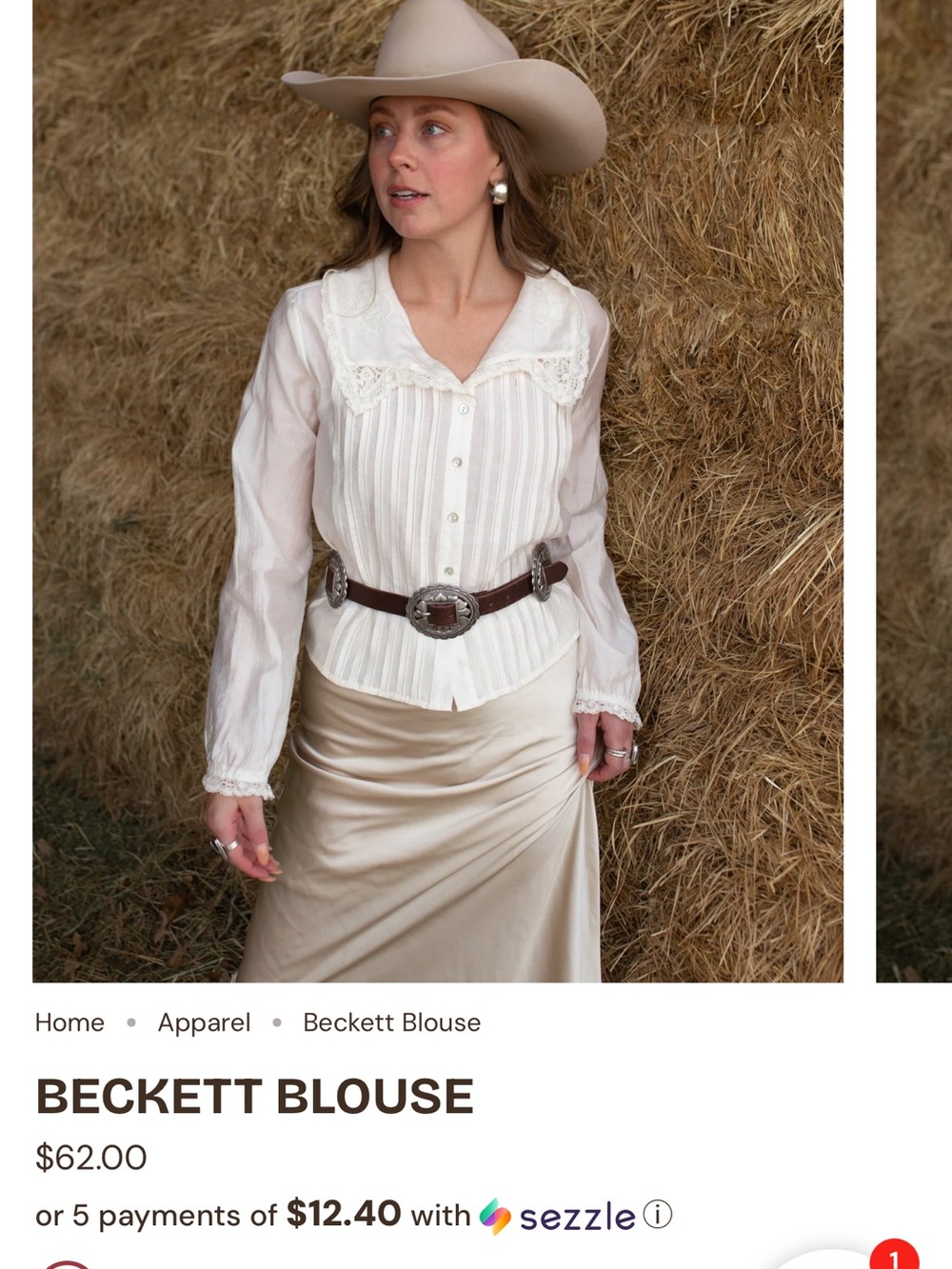 Blouse - Cream Lace-Trim Button Front